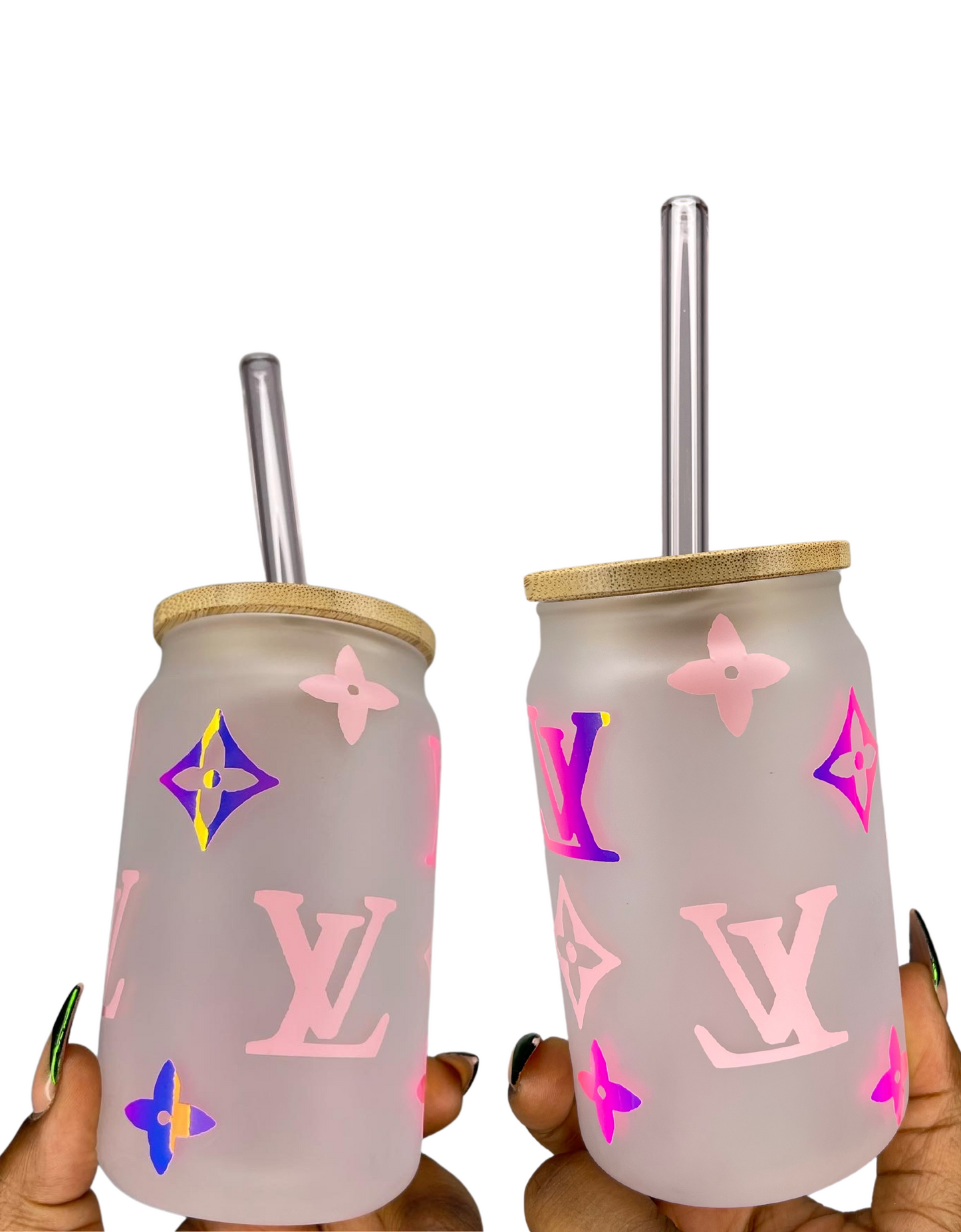 HOLOGRAPHIC & PINK 2pc LUXE GLASS