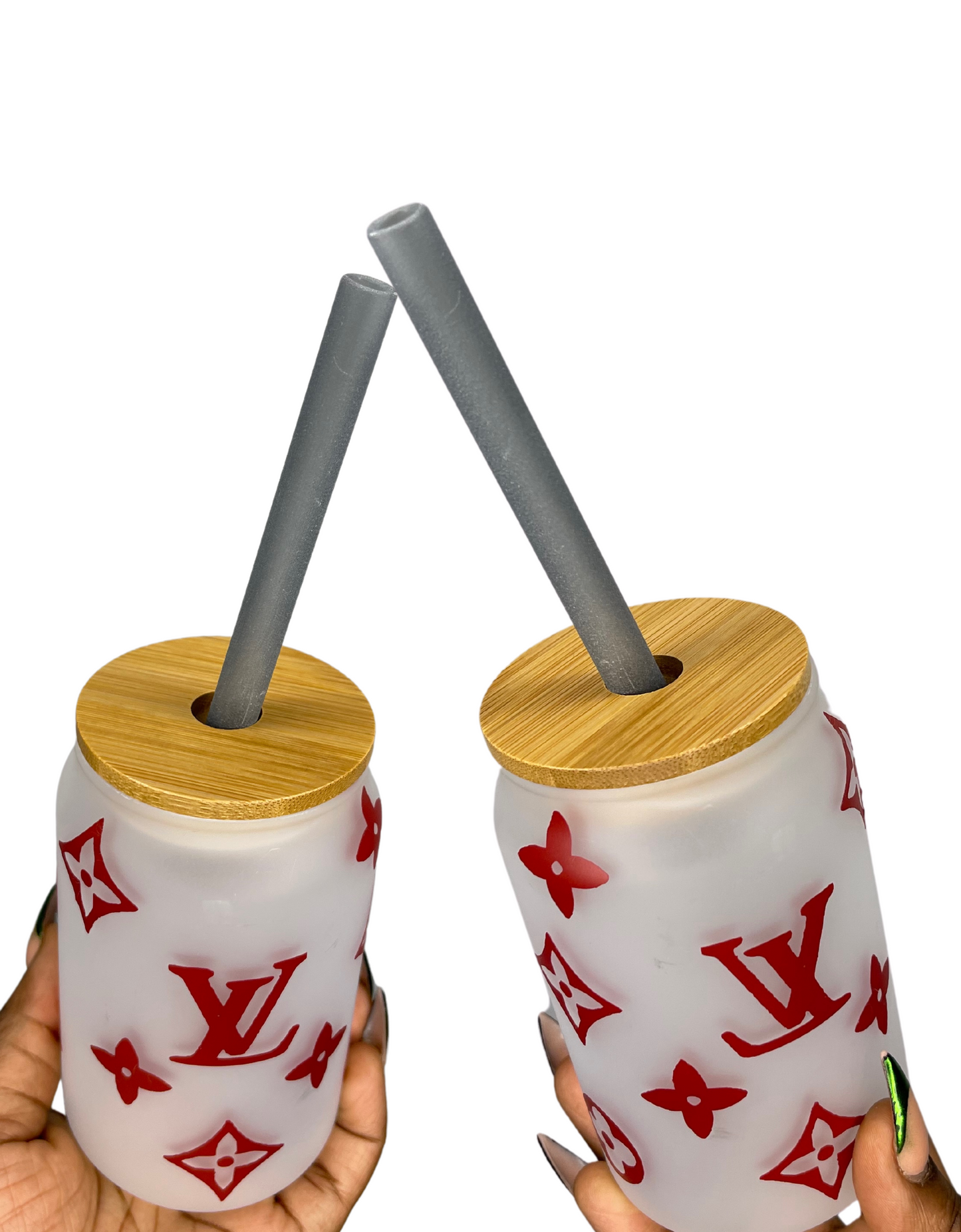 WINE RED 2pc FROSTED LUXE GLASS