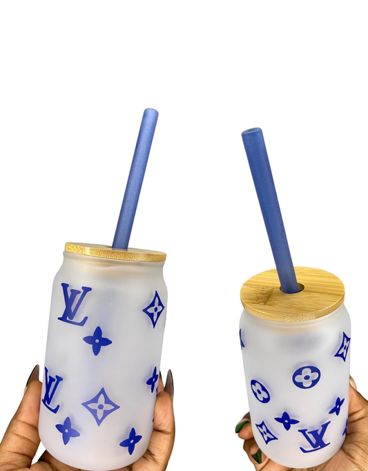 NAVY BLUE 2pc FROSTED LUXE GLASS