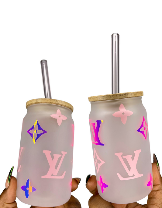 HOLOGRAPHIC & PINK 2pc LUXE GLASS