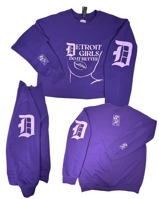 “DETROIT GIRLS DO IT BETTER” RR EXCLUSIVE ROYAL PURPLE & LAVENDER CREWNECK